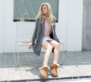 AUSTRALIAN SHEPHERD® UGG Boots Double Face Sheepskin Wool Mini Button - UGG EXPRESS