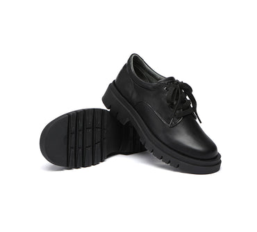 EVERAU® Senior Black Leather Large Size Lace Up School Shoes - UGG EXPRESS