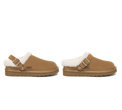 AUSTRALIAN SHEPHERD® UGG Slippers Sheepskin Wool Adjustable Strap Ankle Trim Pulsey UGG AUSTRALIAN SHEPHERD