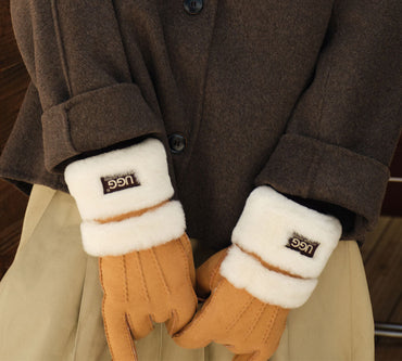 AUSTRALIAN SHEPHERD® Fluffy Sheepskin Wool Shearling Lined Gloves Puni