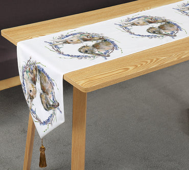 Flannel Bunny Table Runner with Tassels
