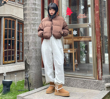 EVERAU® UGG Women Sheepskin Wool Shearling Lined Ankle Boots Schunck Platform