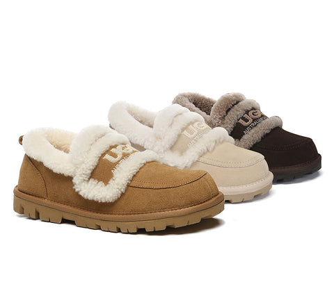 AUSTRALIAN SHEPHERD® UGG Slippers Women Sheepskin Wool Ankle Rilee Loafers