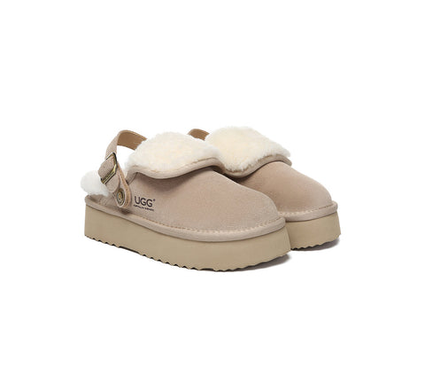 AUSTRALIAN SHEPHERD® 3-Way Style UGG Slippers Sheepskin Wool Slingback Platform Tenley