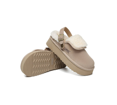 AUSTRALIAN SHEPHERD® 3-Way Style UGG Slippers Sheepskin Wool Slingback Platform Tenley