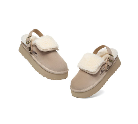 AUSTRALIAN SHEPHERD® 3-Way Style UGG Slippers Sheepskin Wool Slingback Platform Tenley