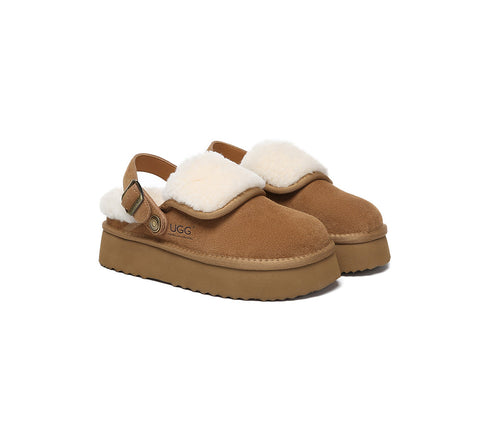 AUSTRALIAN SHEPHERD® 3-Way Style UGG Slippers Sheepskin Wool Slingback Platform Tenley