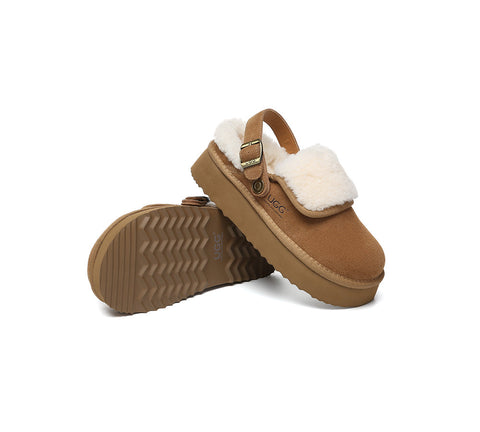 AUSTRALIAN SHEPHERD® 3-Way Style UGG Slippers Sheepskin Wool Slingback Platform Tenley