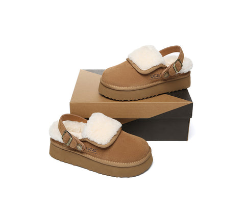 AUSTRALIAN SHEPHERD® 3-Way Style UGG Slippers Sheepskin Wool Slingback Platform Tenley