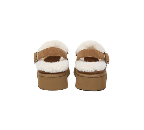 AUSTRALIAN SHEPHERD® 3-Way Style UGG Slippers Sheepskin Wool Slingback Platform Tenley
