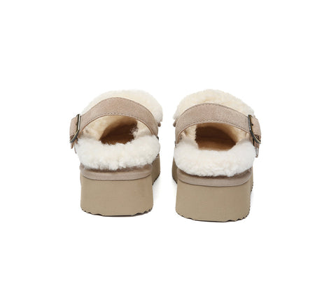 AUSTRALIAN SHEPHERD® 3-Way Style UGG Slippers Sheepskin Wool Slingback Platform Tenley