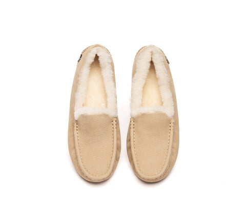 EVERAU® UGG Slippers Sheepskin Wool Moccasin Loafers Pielet EVERAU