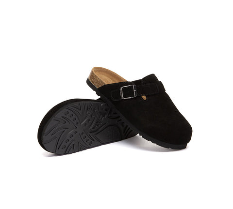 EVERAU® Adjustable Buckled Straps Slip-on Flat Sandal Slides Mason EVERAU