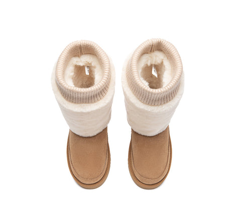 AUSTRALIAN SHEPHERD® UGG Boots Women Sheepskin Wool Collar Short Millen UGG AUSTRALIAN SHEPHERD