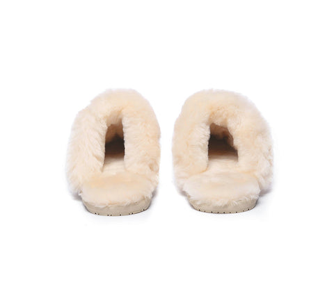 EVERAU® UGG Slippers Sheepskin Wool Suede Scuff Rosa
