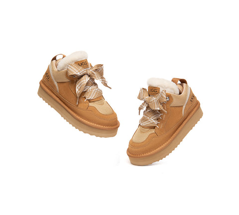 AUSTRALIAN SHEPHERD® Kids UGG Boots Sheepskin Wool Lace Up Platform Sneakers Parkyr UGG AUSTRALIAN SHEPHERD