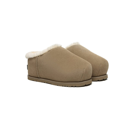 UGG EVERAU® UGG Slippers Sheepskin Wool Chunky Ankle Euro Loaf Pablo