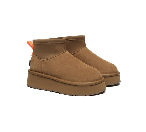 UGG EVERAU® UGG Boots Women Sheepskin Wool Stretchy Ankle Mini Platform Ethel