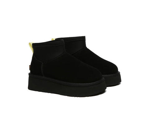 UGG EVERAU® UGG Boots Women Sheepskin Wool Stretchy Ankle Mini Platform Ethel