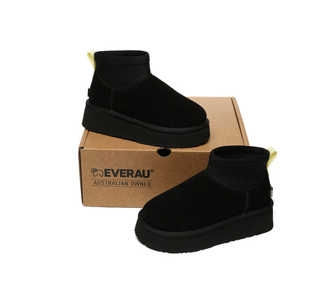 UGG EVERAU® UGG Boots Women Sheepskin Wool Stretchy Ankle Mini Platform Ethel