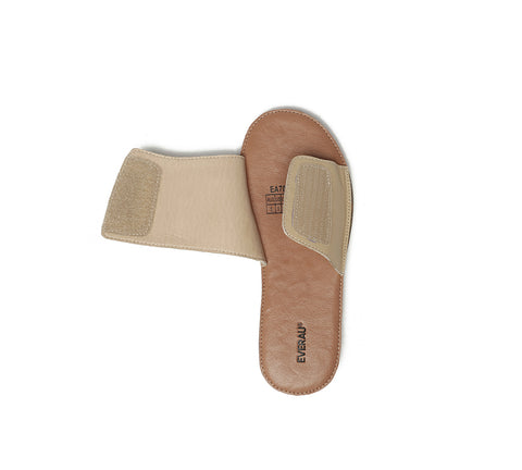 EVERAU® Women Leather Buckle Adjustable Ultra Soft Flat Slides Bera