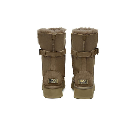 UGG EVERAU®  3-Way Style UGG Boots Women Sheepskin Wool Platform Short Valerie