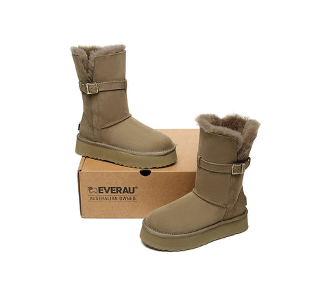 UGG EVERAU®  3-Way Style UGG Boots Women Sheepskin Wool Platform Short Valerie