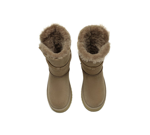 UGG EVERAU®  3-Way Style UGG Boots Women Sheepskin Wool Platform Short Valerie