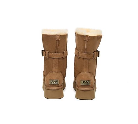 UGG EVERAU®  3-Way Style UGG Boots Women Sheepskin Wool Platform Short Valerie