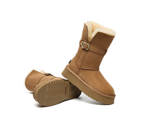 UGG EVERAU®  3-Way Style UGG Boots Women Sheepskin Wool Platform Short Valerie