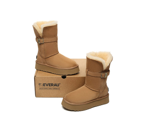 UGG EVERAU®  3-Way Style UGG Boots Women Sheepskin Wool Platform Short Valerie