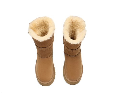 UGG EVERAU®  3-Way Style UGG Boots Women Sheepskin Wool Platform Short Valerie
