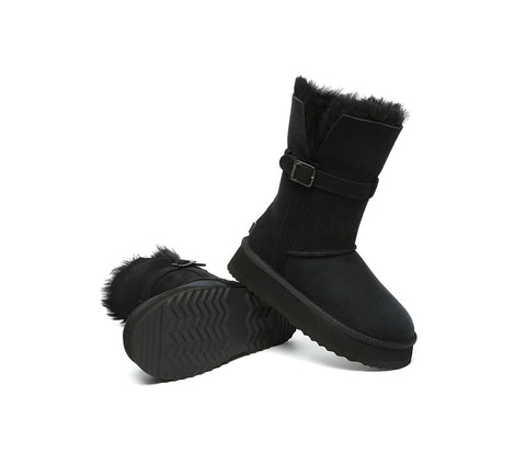 UGG EVERAU®  3-Way Style UGG Boots Women Sheepskin Wool Platform Short Valerie