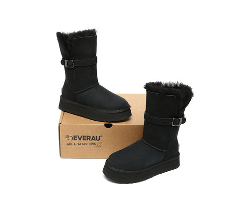 UGG EVERAU®  3-Way Style UGG Boots Women Sheepskin Wool Platform Short Valerie