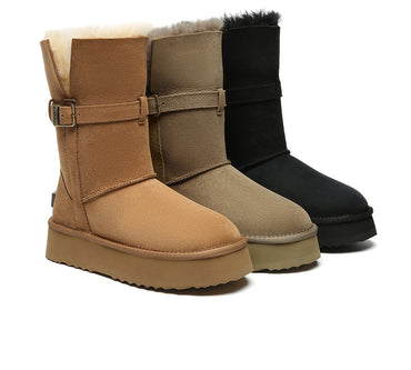 UGG EVERAU®  3-Way Style UGG Boots Women Sheepskin Wool Platform Short Valerie