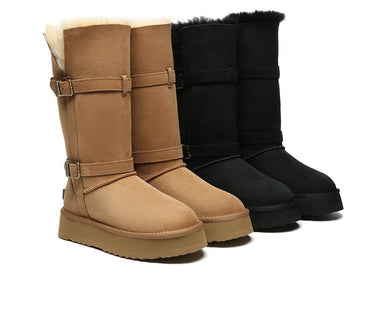 UGG EVERAU® 3-Way Style UGG Boots Women Sheepskin Wool Knee High Platform Tall Valerie