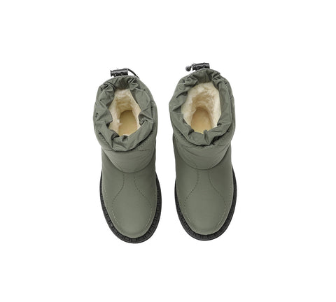 EVERAU® UGG Kids Sheepskin Wool Waterproof Drawstring Boots Sonita