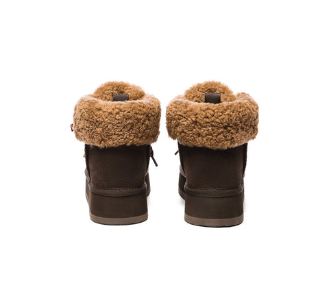 EVERAU® UGG Boots Women Sheepskin Wool Lace Up Ankle Platform Honour - UGG EXPRESS