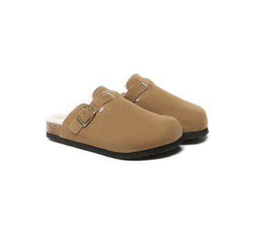 EVERAU® Adjustable Buckled Straps Slip-on Suede Flat Clog Slides Malka - UGG EXPRESS