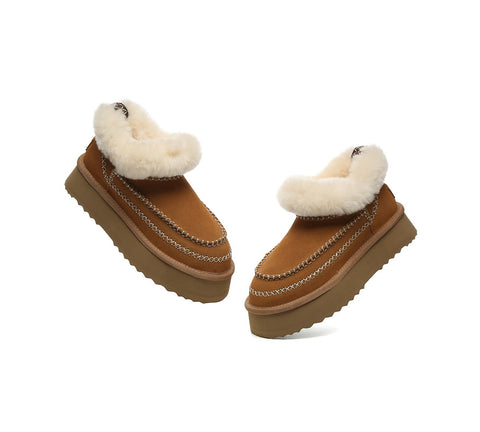 AUSTRALIAN SHEPHERD® UGG Boots Women Sheepskin Wool Collar Ankle Platform Mini Santana