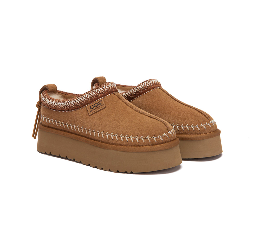 AUSTRALIAN SHEPHERD® UGG Slippers Suede Wool Lined Platform Clogs Canlia UGG AUSTRALIAN SHEPHERD