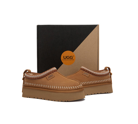 AUSTRALIAN SHEPHERD® UGG Slippers Suede Wool Lined Platform Clogs Canlia UGG AUSTRALIAN SHEPHERD