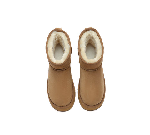 EVERAU® UGG Boots Sheepskin Wool Ankle Platform Thick Bottom Mini Classic - UGG EXPRESS