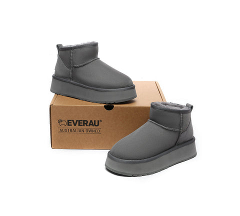 EVERAU® UGG Boots Sheepskin Wool Ankle Ultra Mini Platform