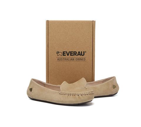 EVERAU® Women Suede Leather Moccasins Chic Soft Driving Loafers Morris EVERAU