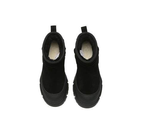 EVERAU® UGG Boots Sheepskin Wool Ankle Chunky Platform Mouni