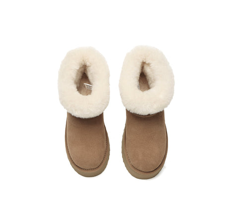 UGG EVERAU® UGG Boots Women Sheepskin Wool Shearling Lined Mini Platform Kazzi