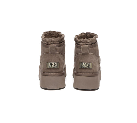 UGG EVERAU® UGG Boots Women Sheepskin Wool Drawstring Platform Picken