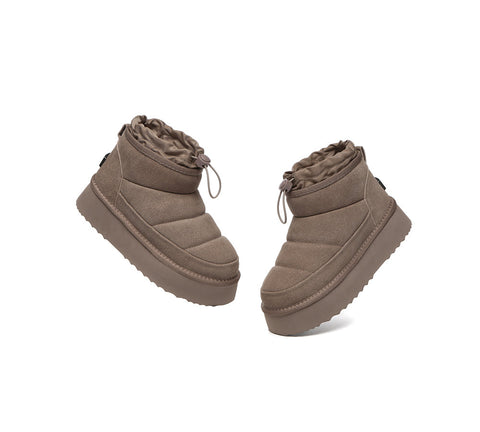 UGG EVERAU® UGG Boots Women Sheepskin Wool Drawstring Platform Picken