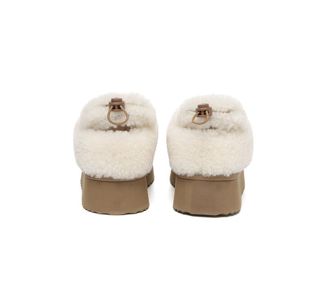 UGG EVERAU® 2-Way Style UGG Slippers Women Removable Wool Strap Drawstring Slingback Platform Paige